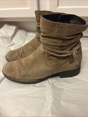 Born Slouch distressed suede Ankle Boots Taupe
